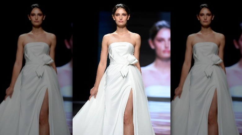 Bow design on wedding dress