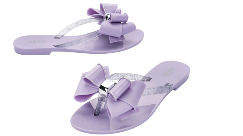 Lavender flip-flops with big bow