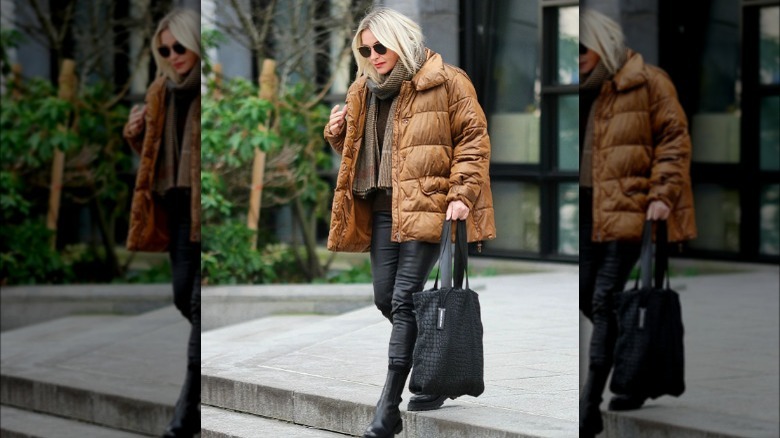 woman wearing puffer jacket