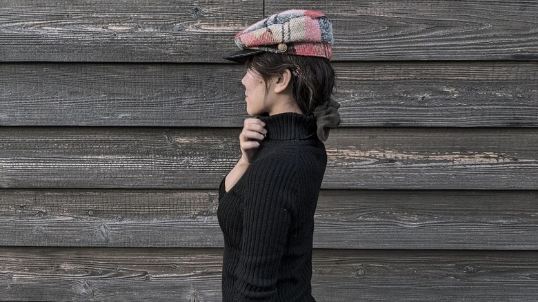 Plaid newsboy cap