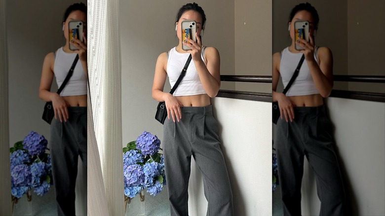 Dress pants and crop top