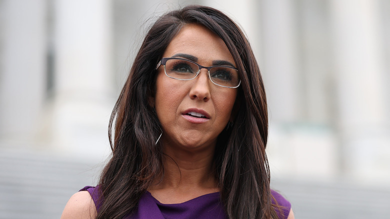 Lauren Boebert in a purple shirt