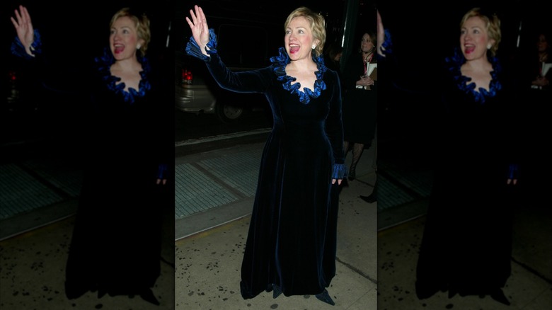 Hillary Clinton in 2003 in a velvet dress
