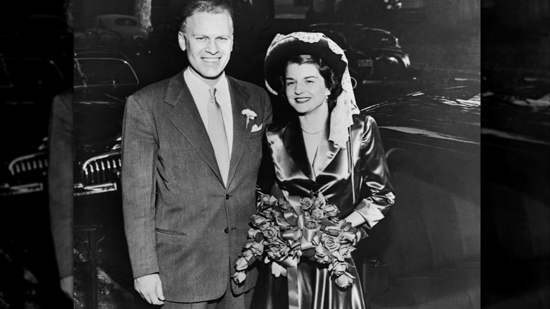 Gerald Ford and Betty Ford smile on their wedding day
