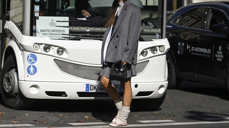 woman wearing Mary Janes with socks