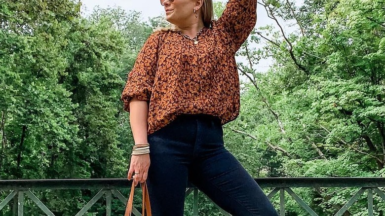 Floral shirt with black pants 