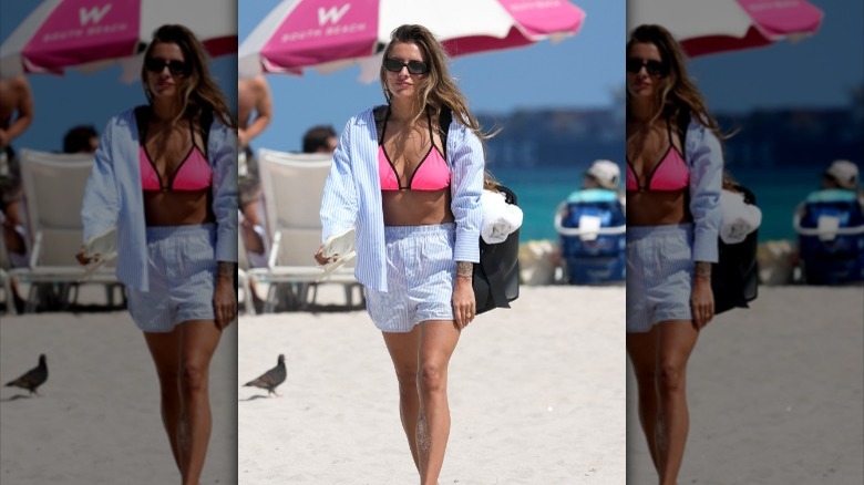 Sophia Thomalla wearing pink bikini