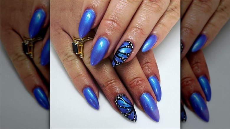 blue butterfly nails