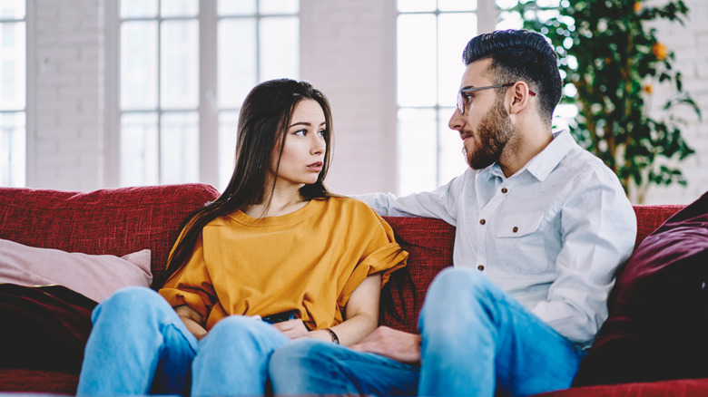 A couple having a serious talk