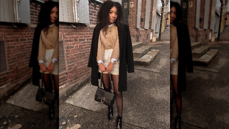 Outfit with multiple textures.