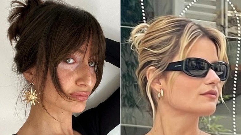 Two women wear their hair in simple updos