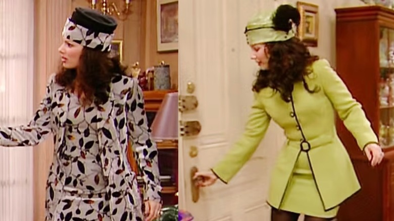 Fran Fine wears dresses with matching coats, skirts, and hats