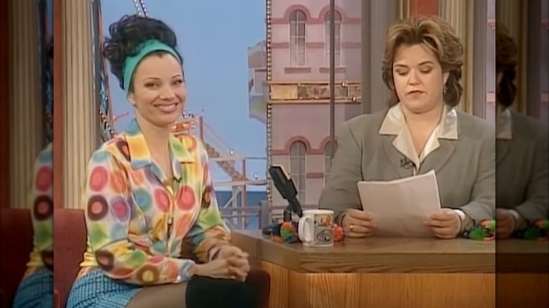 Fran Fine wear a colorful shirt as a guest on the Rosie O'Donnell show