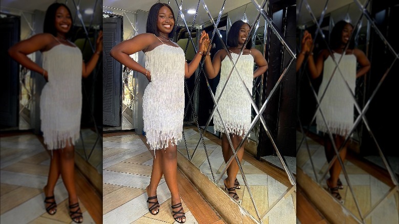 Woman in classic fringe dress 