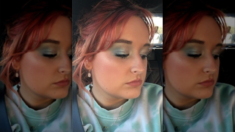 woman with baby blue eyeshadow
