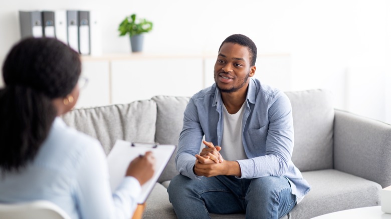 Man talking to therapist 