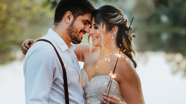 Happy bride and groom