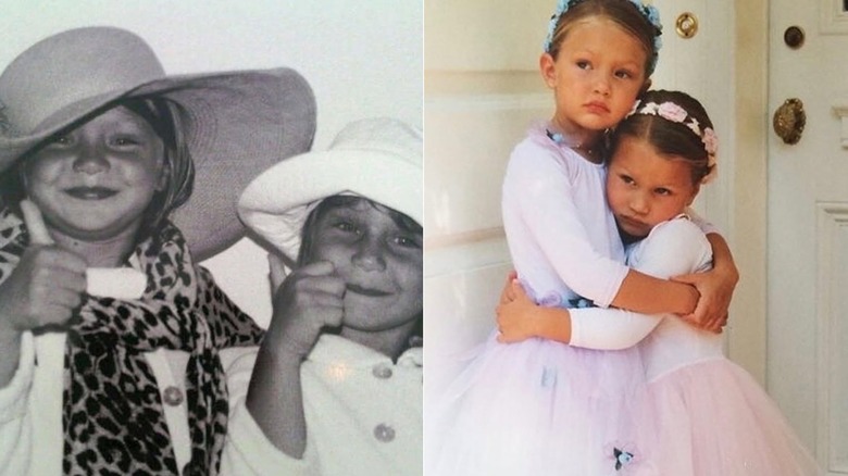 Side-by-side photo of Gigi and Bella Hadid as children