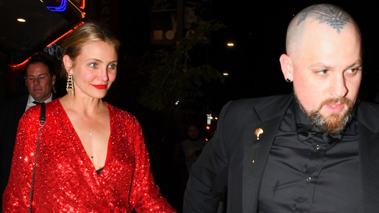 Cameron Diaz and Benji Madden walking on the streets of LA on April 14, 2018