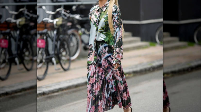 Woman wears digital print 