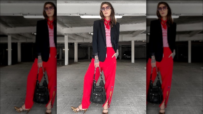 Woman wearing a slouchy outfit