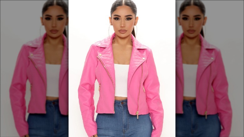 model wearing Fashion Nova jacket