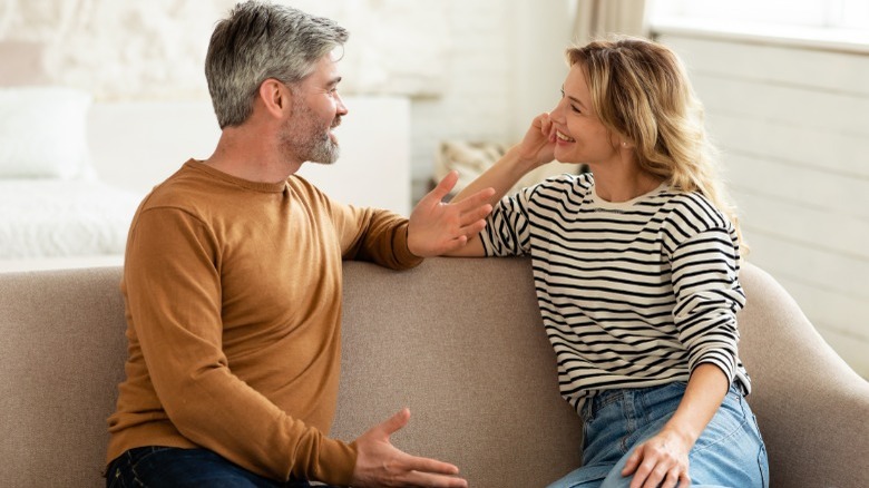 Middle-aged couple talking