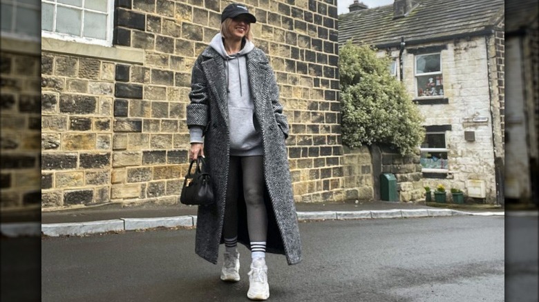 Woman in gray leggings