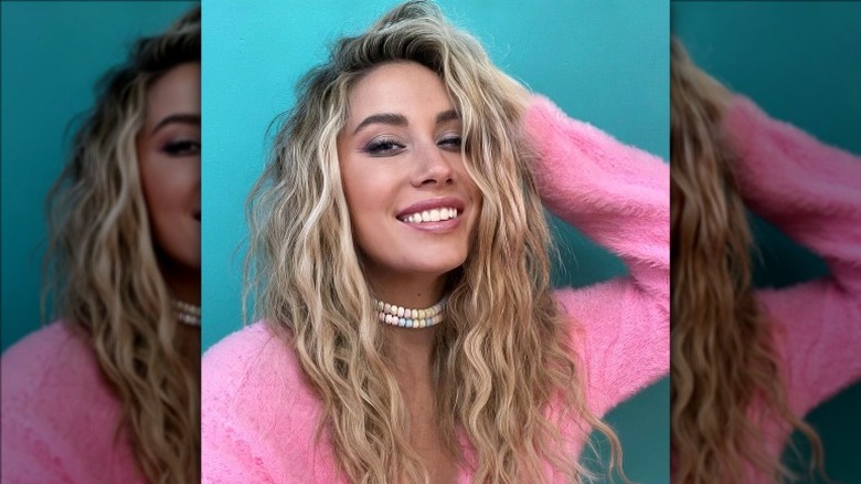 Woman wearing candy necklaces