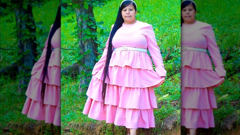 Pink dress with ruffles