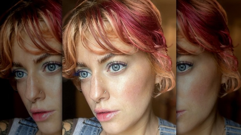 bright hair and green highlighter