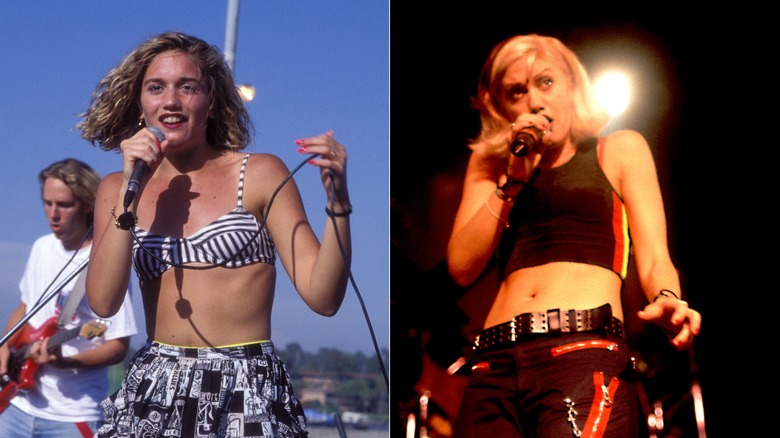 Gwen Stefani with a bob haircut in 1989 and 1990.