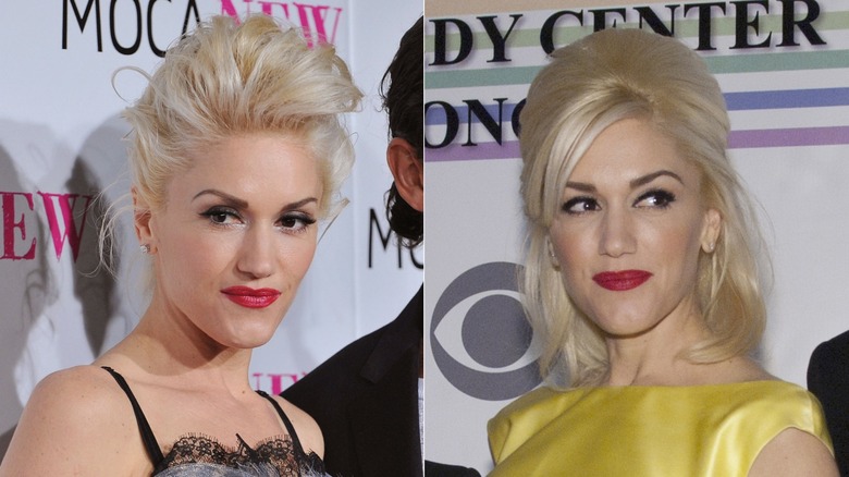 Gwen Stefani with a pouf hairstyle in 2009 and 2010.