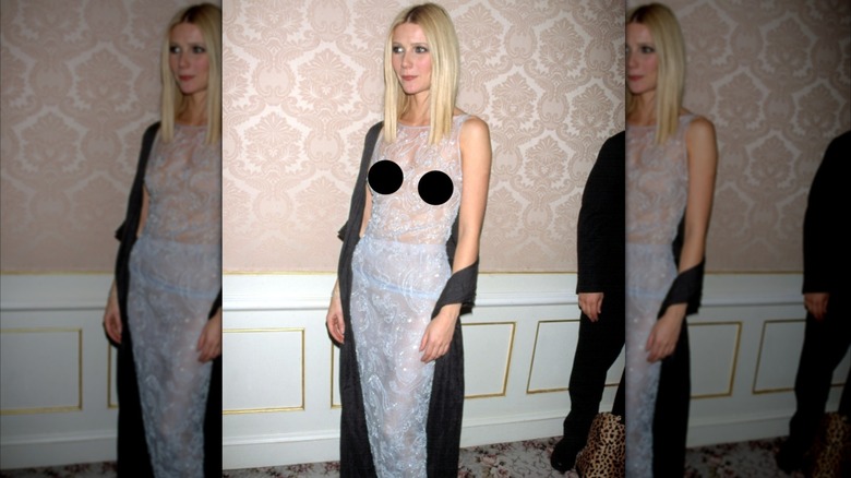 Gwyneth Paltrow in a sheer dress at the Shakespeare in Love premiere