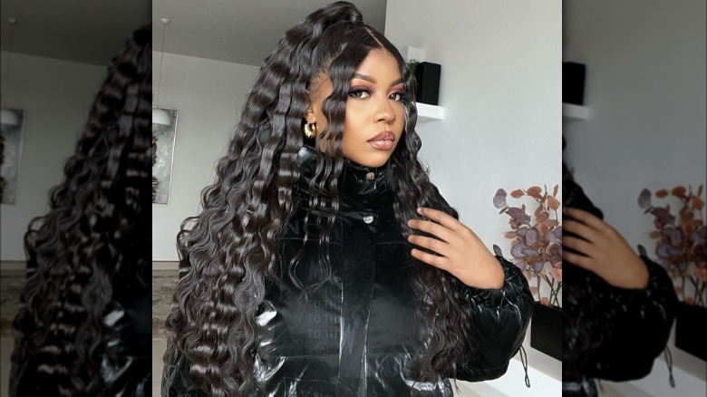 Half-up crimped hairstyle