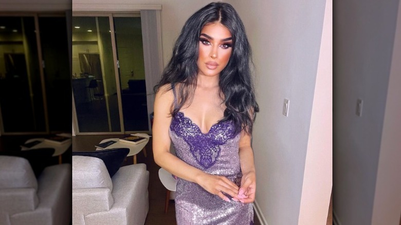 Woman with tussled crimped hair