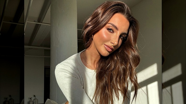 A woman with very shiny hair