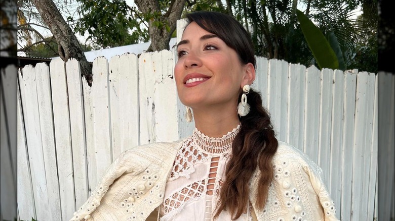 Woman with a side ponytail