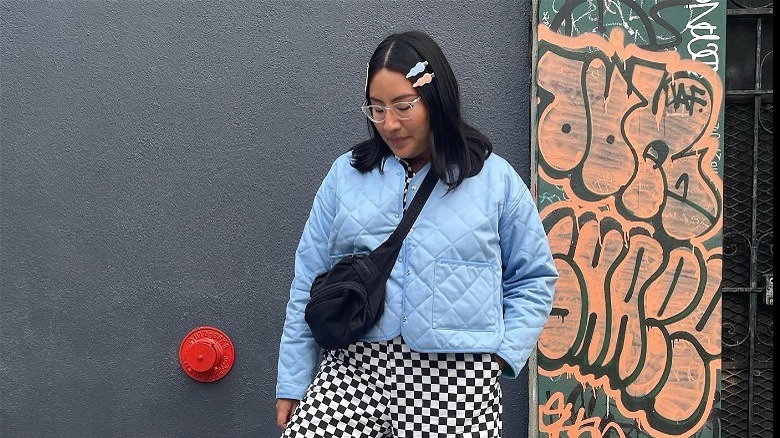 Straight hairstyle with barrettes