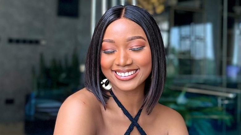 Woman with sleek bob hairstyle