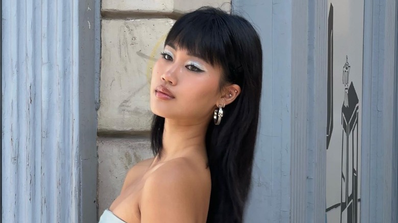 Thick and full blunt bang hairstyle