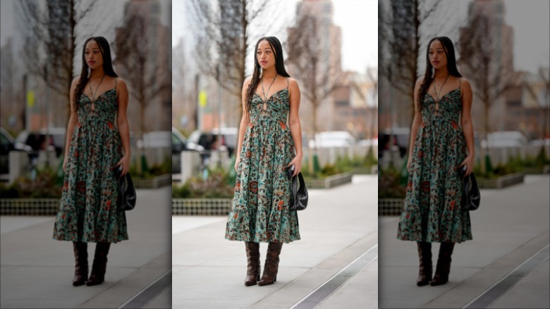 woman wearing strappy halter dress