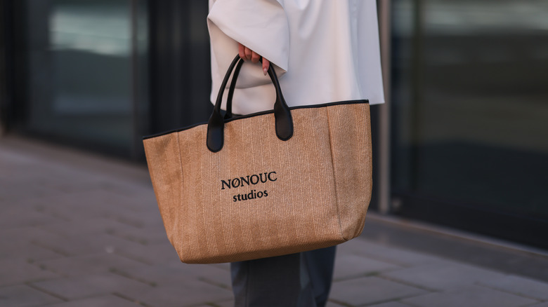 Large raffia handbag