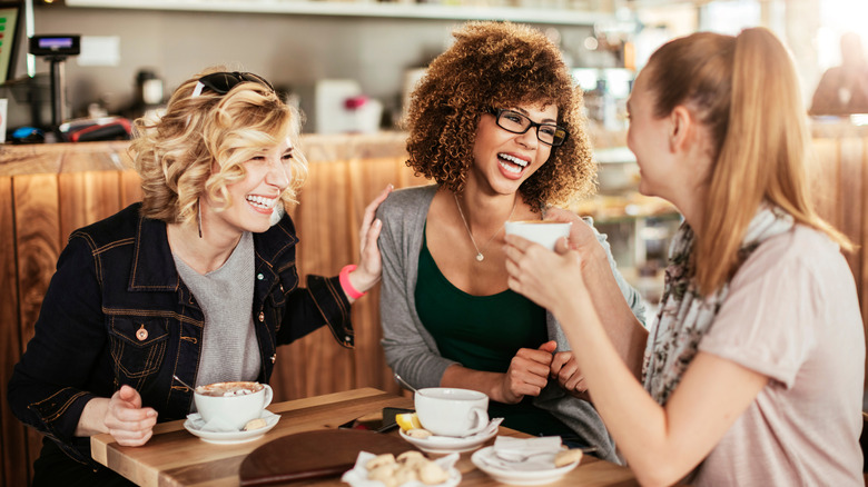 Friends catching up for coffee