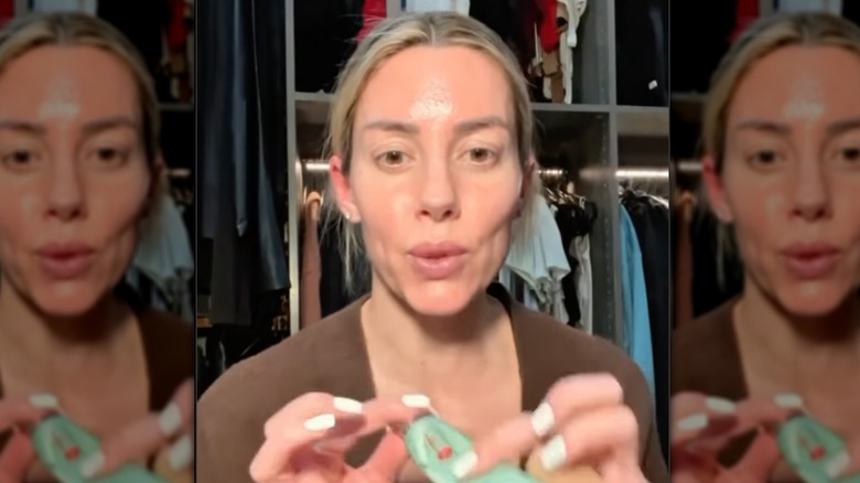 Heather Rae El Moussa talking while makeup-free before putting on light makeup