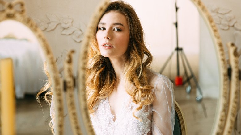 Woman with weird curly hair