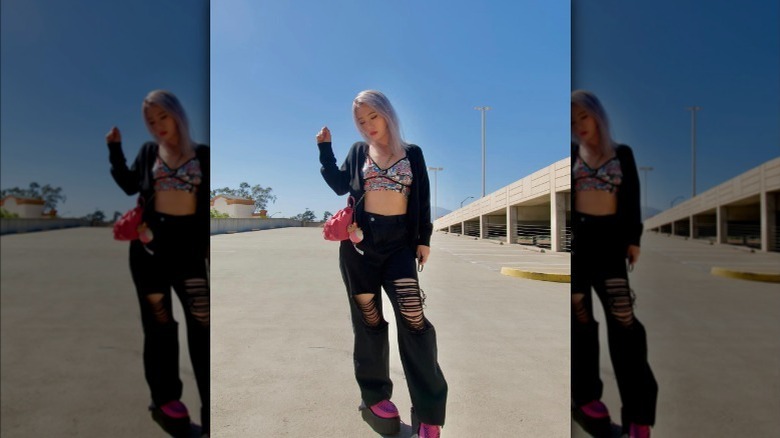 Wide leg jeans with platforms