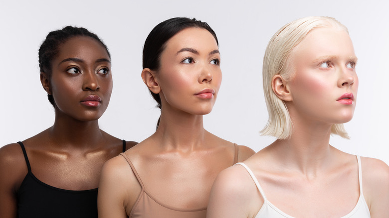 Models with three different skin colors