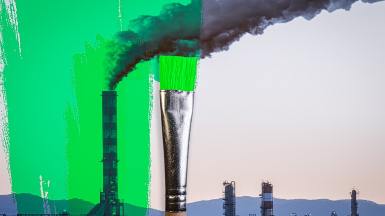 factory smoke painted green