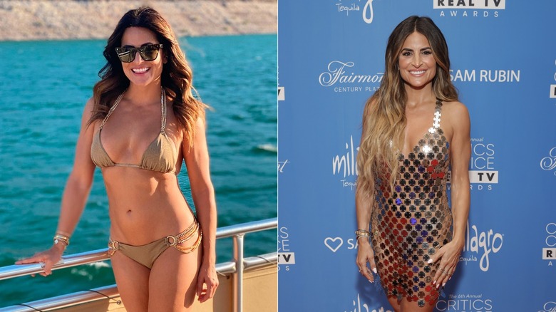 Alison Victoria in a bikini and silver dress